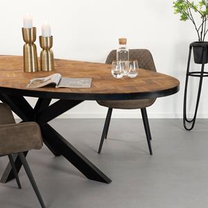 Sohome Ovale Eettafel Hawaii 210 x 100cm, Visgraat Teak en staal - Hout - Ovaal