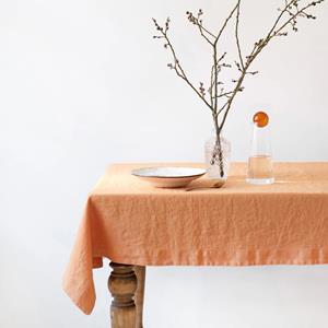 Linen Tales  gewassen linnen tafelkleed Tangerine - 250 x 140 cm