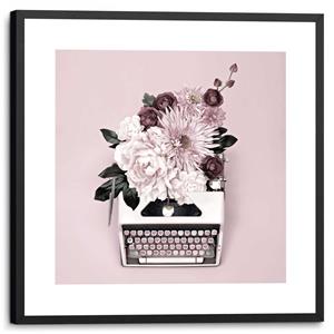 Reinders! Artprint Schrijfmachine bloemen - ingelijste artprint