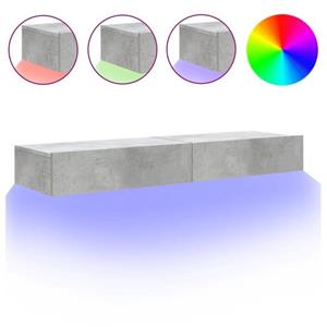 Vidax Tv-meubels met LED-verlichting 2 st 60x35x15,5 cm betongrijs