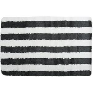 MSV Badkamerkleed/badmat Voor Op De Vloer - Zwart/wit - 50 X 80 Cm