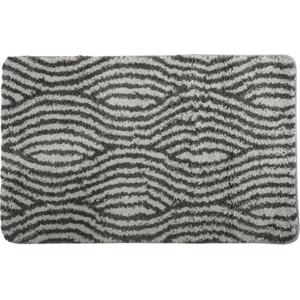 MSV Badkamerkleed/badmat Voor Op De Vloer - Grijs/wit - 50 X 80 Cm