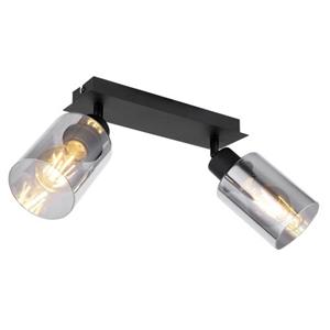 etc-shop Deckenlampe Spotleuchte Deckenleuchte Esszimmer Glaslampe rauchfarben 2 flammig zum verstellen, Metall, 2x E27 Fassungen, LxBxH 27x9x21,5 cm