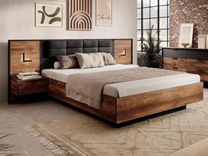 Mobistoxx Bed en nachtkastjes CHLOE 160x200 cm kastanje/antraciet
