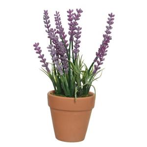 Everlands Lavendel Kunstplant In Terracotta Pot - Paars - D6 X H18 Cm