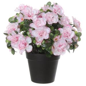 Louis maes Azalea Kunstplant - In Pot - Wit/roze - H28 Cm