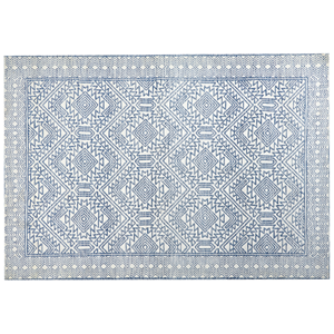 beliani Teppich blau / weiß 160 x 230 cm geometrisches Muster Kawas - Blau