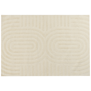 beliani Teppich beige aus Wolle 160 x 230 cm gestreiftes Muster Mastung - Beige