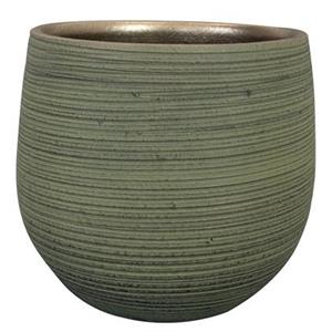 Ter Steege Steege Plantenpot - keramiek - donkergroen stripes relief - D26-H25cm