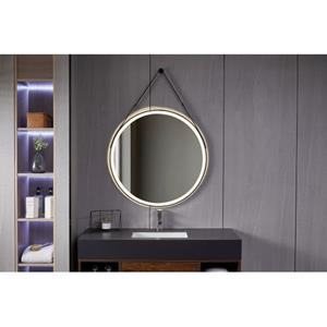 Bella Mirror  Spiegel 80 Cm Met Trendy Riem Zwart Frame, Inbouw Led Verlichting En Anti-condens