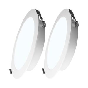 HOFTRONIC™ Set van 2 Georgia LED platte Inbouwspots wit - inbouwdiepte 25mm - 6W 490lm - Rond - 6500K Daglicht Wit - Ø120 mm - IP20 voor binnen