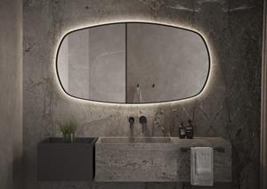 Martens Design Lissabon spiegel met LED verlichting, spiegelverwarming en sensor 100x70cm mat zwart