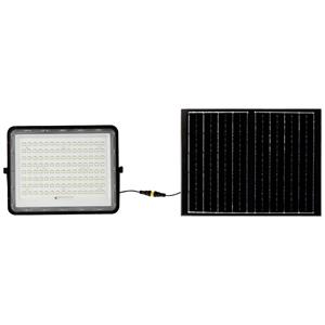 v-tac VT-180W Schwarzer LED-Fluter mit 20-W-Solarpanel und Fernbedienung. LED-Flutlicht mit austauschbarer Batterie 4000 k, 3 m Kabel – 7828 - Schwarz