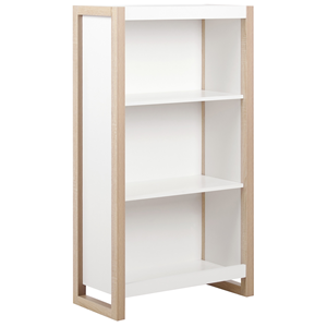 beliani Regal Weiß / Helles Holz mit 3 Fächern Bücherregal Aktenschrank Büroschrank für Homeoffice Büro Wohnzimmer