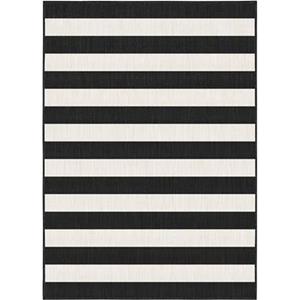 Eva Interior Interieur05 Buitenkleed Stripes zwart|wit dubbelzijdig - 200x290 cm
