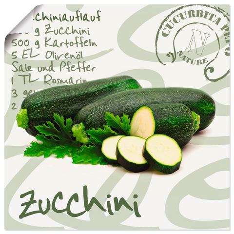 Artland Artprint Aangeknipte courgette als artprint van aluminium, artprint op linnen, muursticker of poster in verschillende maten