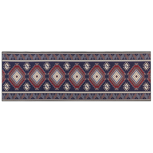 beliani Teppich Läufer blau / rot rutschfest 80 x 240 cm orientalisches Muster Kangal - Blau