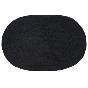 Beliani - Teppich Jute schwarz 160x230 cm oval handgewebt Naturfaser Boho Kurzflor Demirci - Schwarz