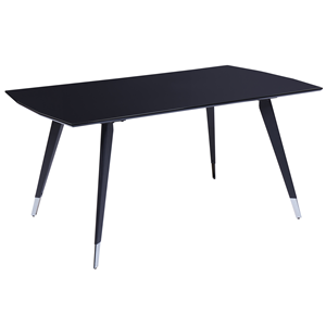 beliani Esstisch schwarz / silber 160x90 cm rechteckig MDF-Platte glänzend Stahl Mossle - Schwarz