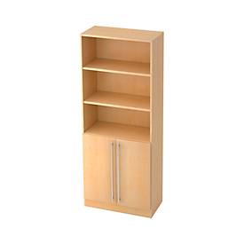 JENA combi-boekenkast, 5 OH, 3 open vakken + 2 deuren, B 800 x D 420 x H 2004 mm, ahorndecor