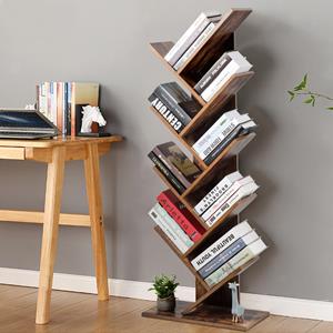 COSTWAY Bücherregal Standregal in Baumform mit 9 Ebenen, Holz, 51x28x140cm