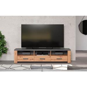 Home affaire Tv-meubel Ambres mat echt-hout-look, ca.-afm. bxh: 180x43 cm, tv-kast, eiken (1 stuk)