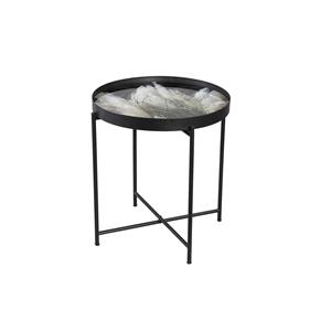 PTMD Collection Marvin Black metal tray table with pampas print S