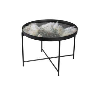 PTMD Collection Marvin Black metal tray table with pampas print L