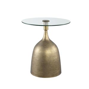 PTMD Collection Leia Gold metal sidetable with glass top round