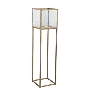 PTMD Collection Maira Brass metal plant table glass windows
