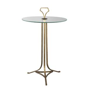 PTMD Collection Ethel Gold metal sidetable with glass top round