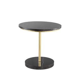PTMD Collection Leroy Black Marble sidetable with gold frame L