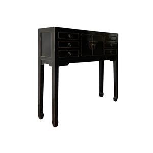 PTMD Collection Adeline Black elmwood sidetable 2 doors 6 drawers