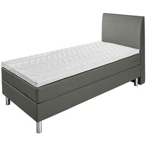 ERWIN M. Boxspringbed Premium Synthetisch leer, glad hoofdbord; 90x200x69 cm (BxLxH); donkergrijs; hard