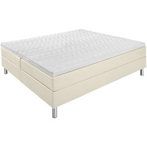 ERWIN M. Boxspringbed Premium Synthetisch leer, zonder hoofdbord; 200x200x69 cm (BxLxH); parelmoerwit; hard