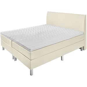 ERWIN M. Boxspringbed Basic Synthetisch leer, glad hoofdbord; 200x200x63 cm (BxLxH); parelmoerwit; hard