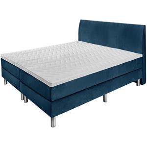 ERWIN M. Hotelbed Standard Velours, glad hoofdbord; 180x200x58 cm (BxLxH); donkerblauw; medium