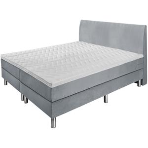 ERWIN M. Hotelbed Standard Velours, glad hoofdbord; 180x200x58 cm (BxLxH); lichtgrijs; medium