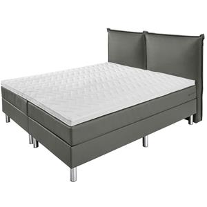 ERWIN M. Boxspringbed Basic Synthetisch leer, bekleed hoofdbord; 200x200x63 cm (BxLxH); donkergrijs; hard