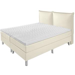 ERWIN M. Boxspringbed Basic Synthetisch leer, bekleed hoofdbord; 180x200x63 cm (BxLxH); parelmoerwit; hard