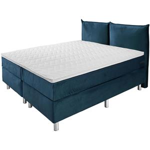 ERWIN M. Hotelbed Standard Velours, bekleed hoofdbord; 200x200x58 cm (BxLxH); donkerblauw; medium