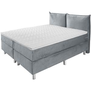 ERWIN M. Hotelbed Standard Velours, bekleed hoofdbord; 200x200x58 cm (BxLxH); lichtgrijs; medium