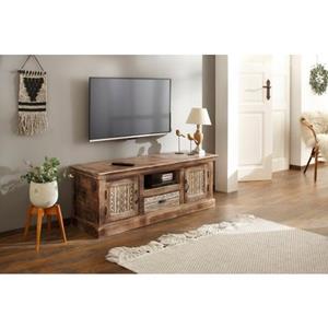 Home affaire Tv-meubel Maneesh van massief mangohout en met opbergmogelijkheden, breedte 135 cm