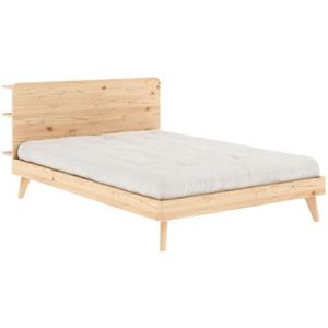 Karup Ledikantframe RETREAT BED van massief grenen met lattenbodem, hoofdbord met 3 legplanken