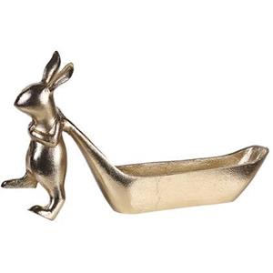 beliani Dekoschale in Gold aus Aluminium Osterhase Hasenform 39 cm Tischdekoration Tischdeko für Esstisch Esszimmer Ostern - Gold