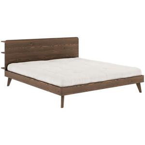 Karup Ledikantframe RETREAT BED van massief grenen met lattenbodem, hoofdbord met 3 legplanken