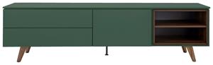 Tenzo Plain Tv-meubel 210 Cm - Bosgroen/Walnoot