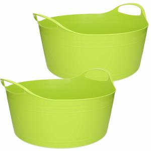 Excellent Houseware Flexibele emmer - 3x - groen - 15 liter - kunststof - x 17 cm -