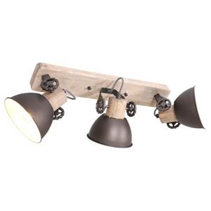 Mexlite Houten Plafondlamp Met 3 Bruine Spots  Gearwood Antraciet