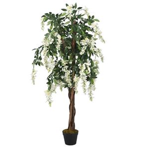 VidaXL Kunstplant wisteria 1260 bladeren 180 cm groen en wit